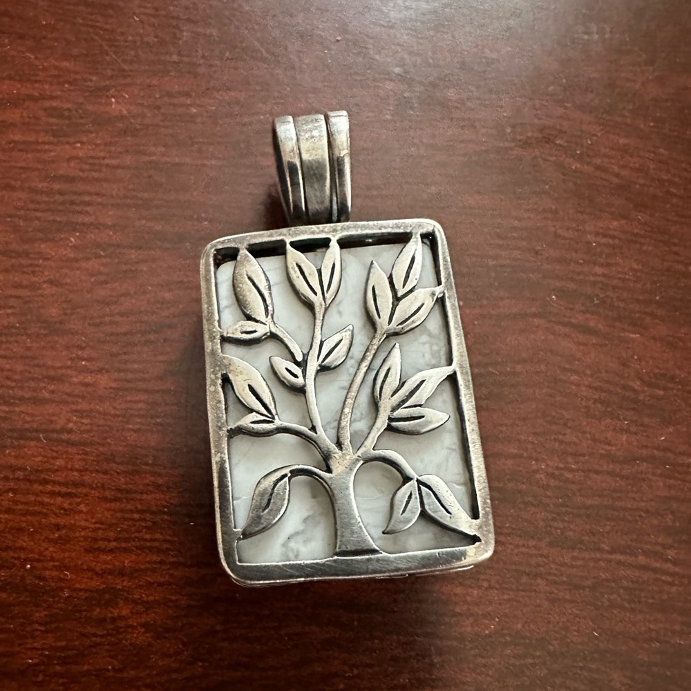 Silpada Sterling Silver Tree of Life Live Laugh Love Pendant with Marble Insert
